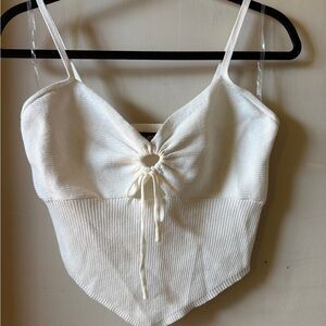 Off-White Ribbed Knit Tank Top